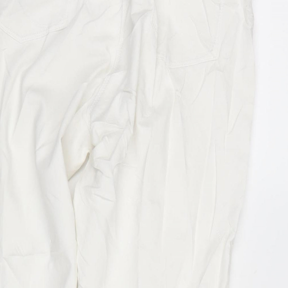 Next Womens White Polyester Blend Tapered Jeans Size 12 L28 in Regular Zip