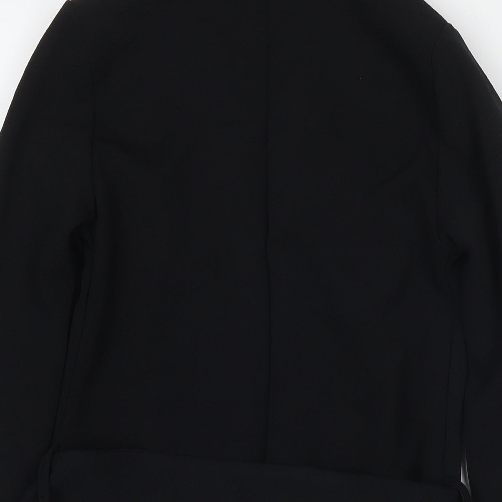 PRETTYLITTLETHING Womens Black Jacket Blazer Size 4 Tie