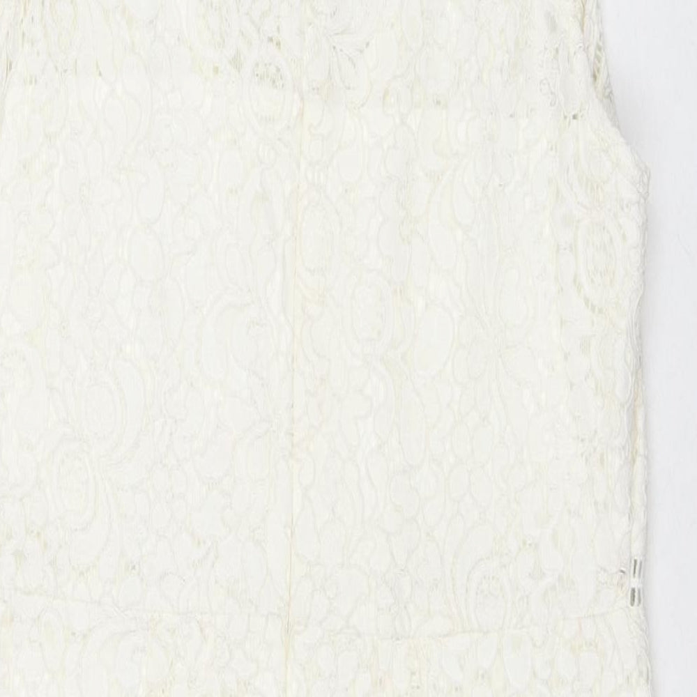 QED London Womens Ivory Polyester A-Line Size 14 Round Neck Pullover