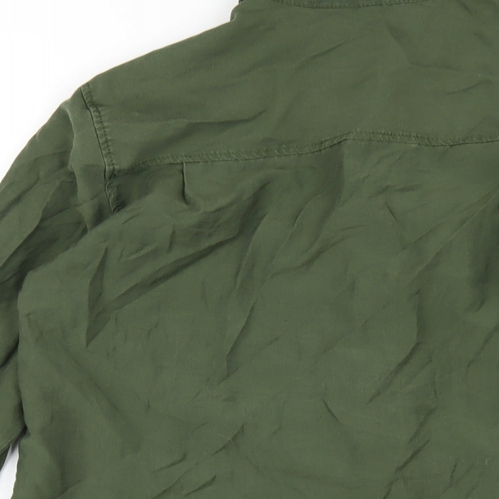 Zara Mens Green Lyocell Button-Up Size XS Collared Button