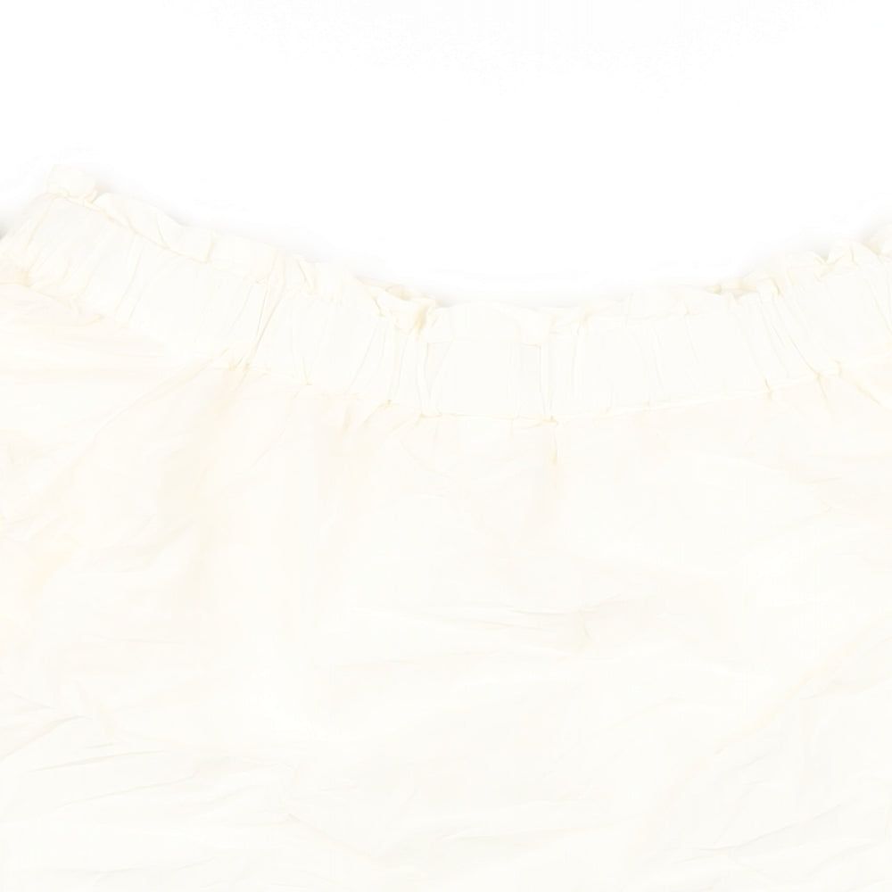 H&M Womens Ivory Cotton Basic T-Shirt Size 4 Off the Shoulder