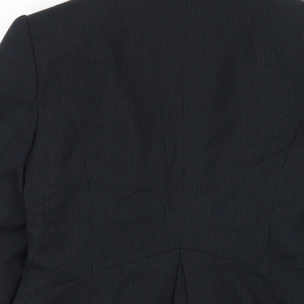Betty Jackson Womens Blue Striped Polyester Jacket Blazer Size 8