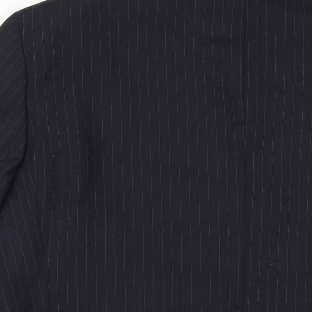 Skopes Mens Black Striped Wool Jacket Blazer Size 46 Regular