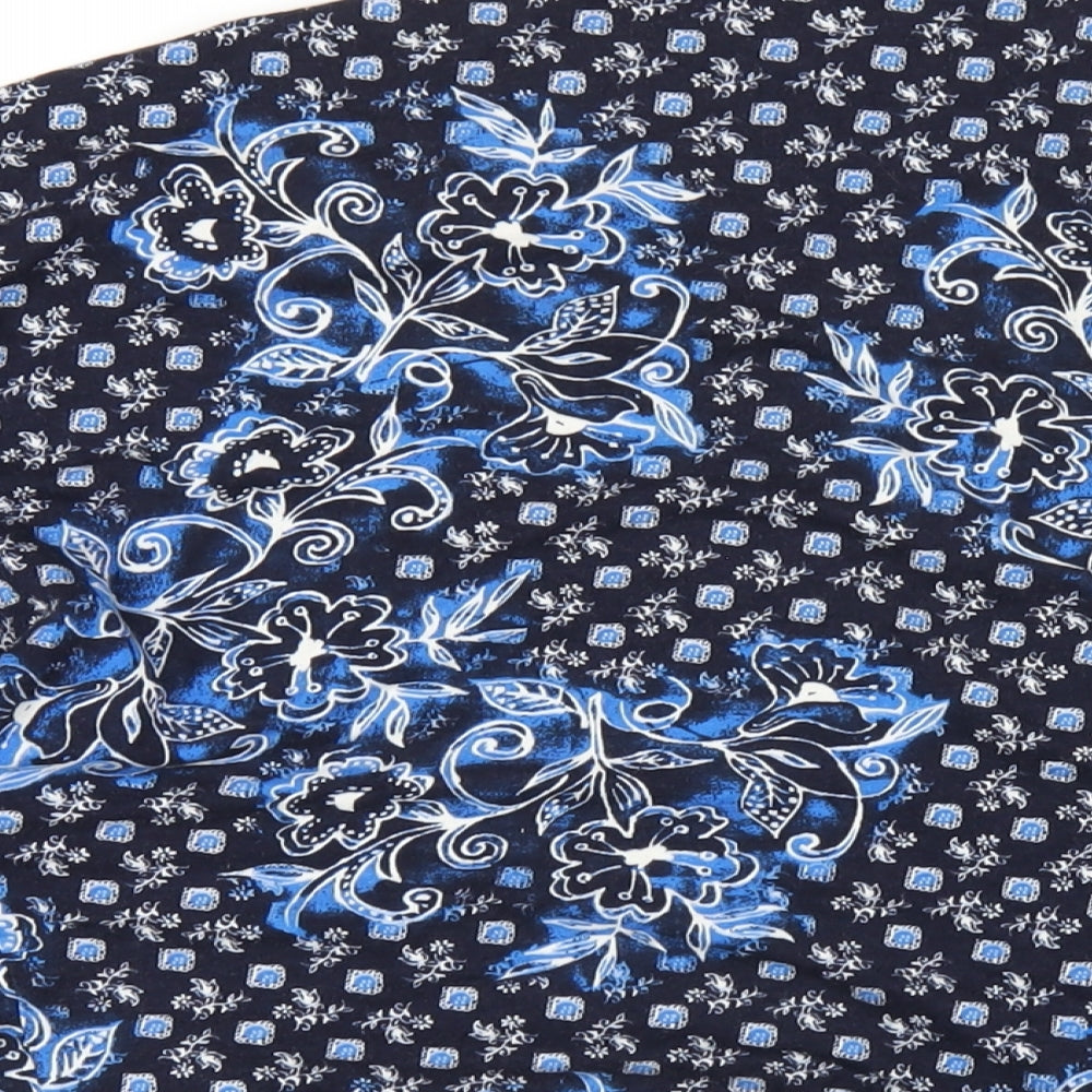 Marks & Spencer Womens Blue V-Neck Geometric Viscose Cardigan Jumper Size M