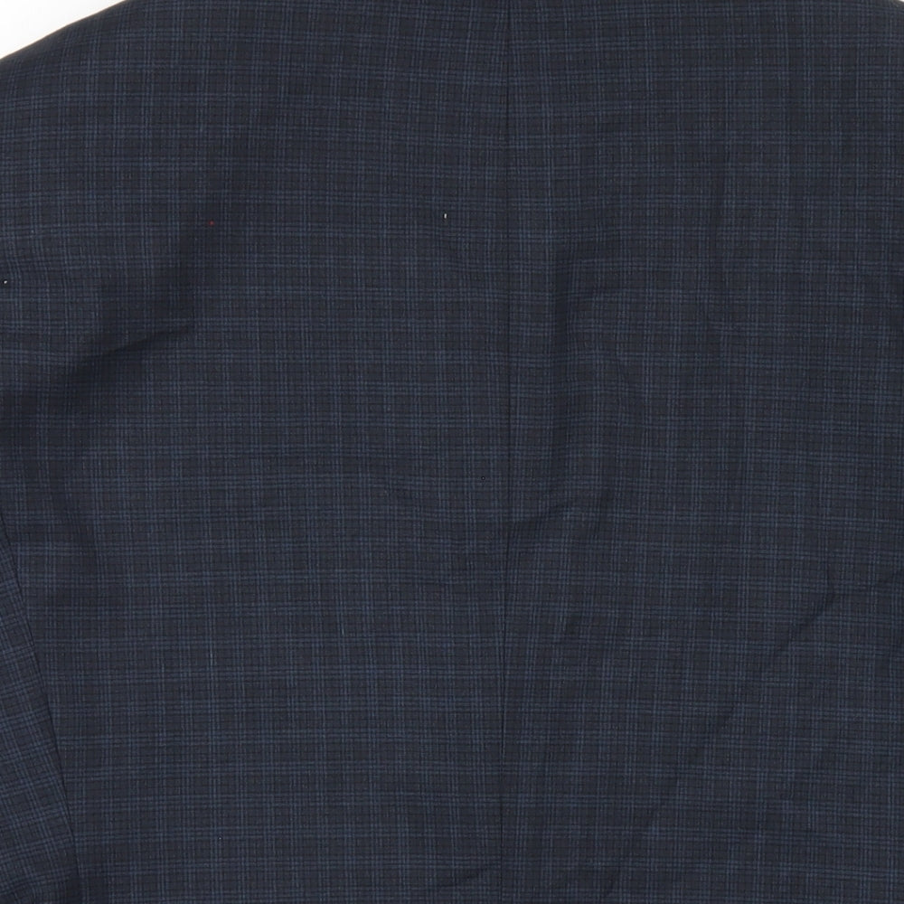 NEXT Mens Blue Plaid Polyester Jacket Blazer Size 38 Regular