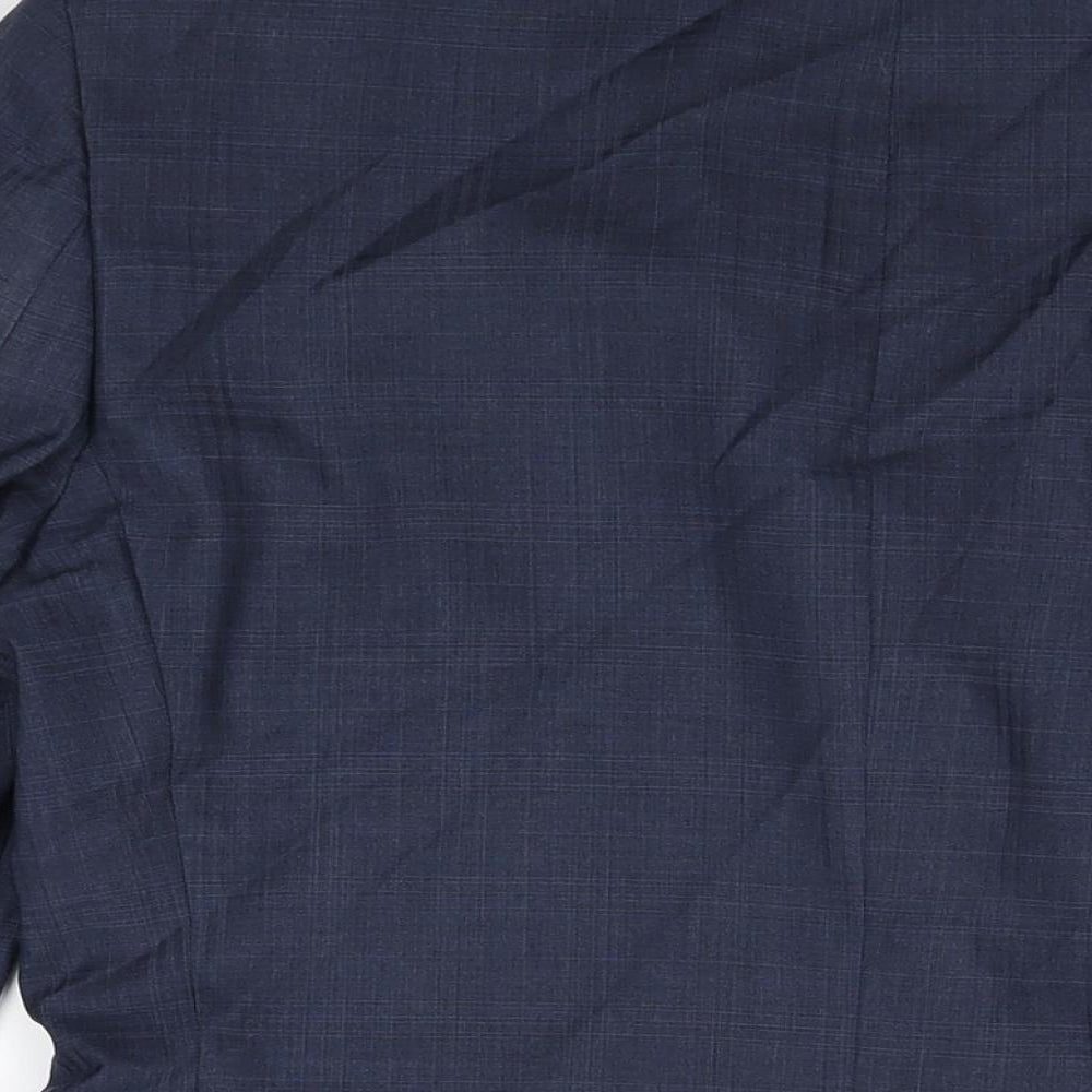 Marks & Spencer Mens Blue Geometric Wool Jacket Suit Jacket Size 40 Regular