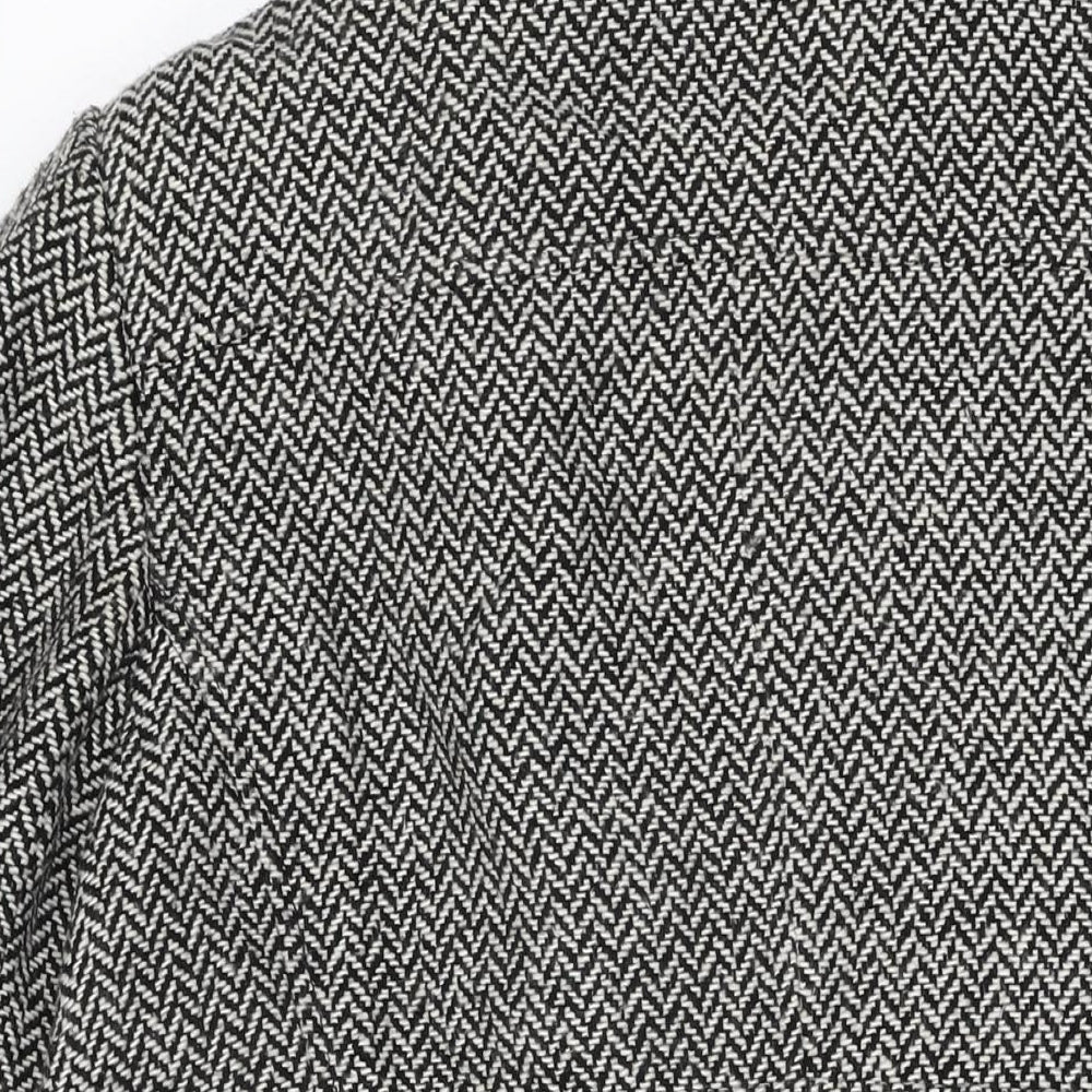 BHS Womens Black Geometric Overcoat Coat Size 22 Button
