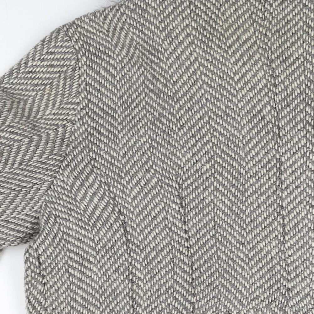 Per Una Womens Grey Geometric Jacket Coat Size 16 Button