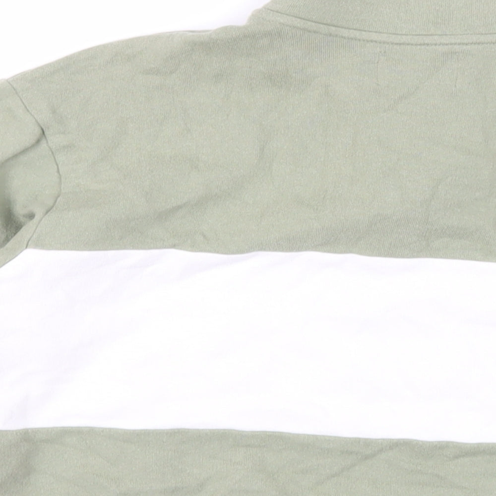 Pull&Bear Womens Green Cotton Pullover Sweatshirt Size S Zip