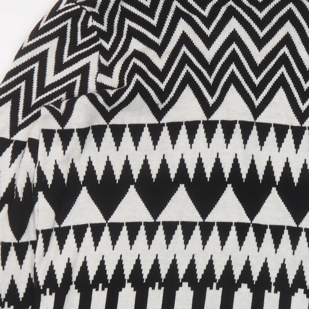 Forever 21 Womens Black V-Neck Geometric Cotton Cardigan Jumper Size M