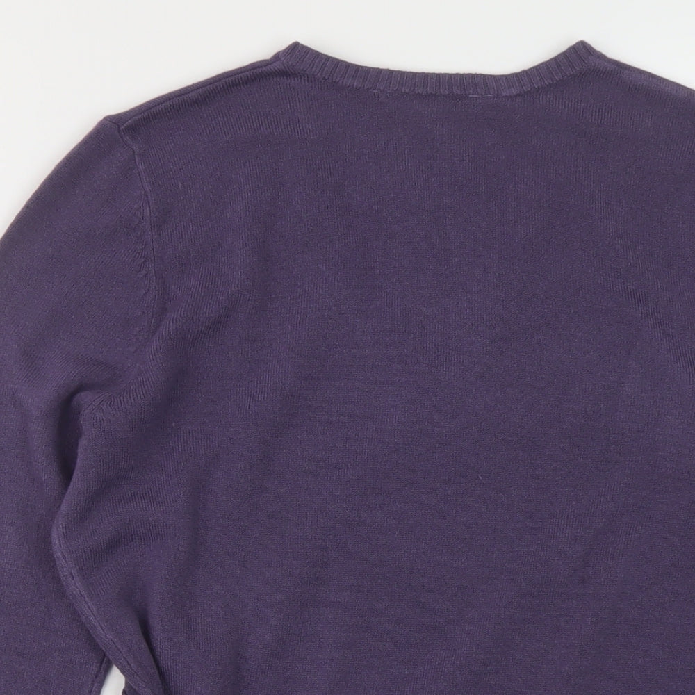Red Herring Womens Purple V-Neck Acrylic Pullover Jumper Size 14