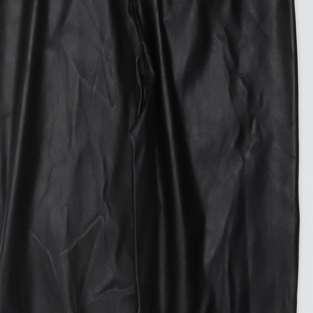 PRETTYLITTLETHING Womens Black Polyester Jegging Trousers Size 12 L26 in Regular