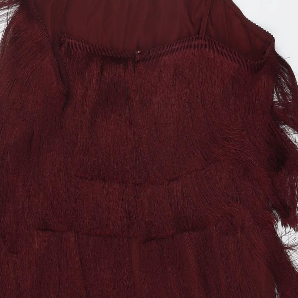 Mango Womens Red Polyester Mini Size M Square Neck Button
