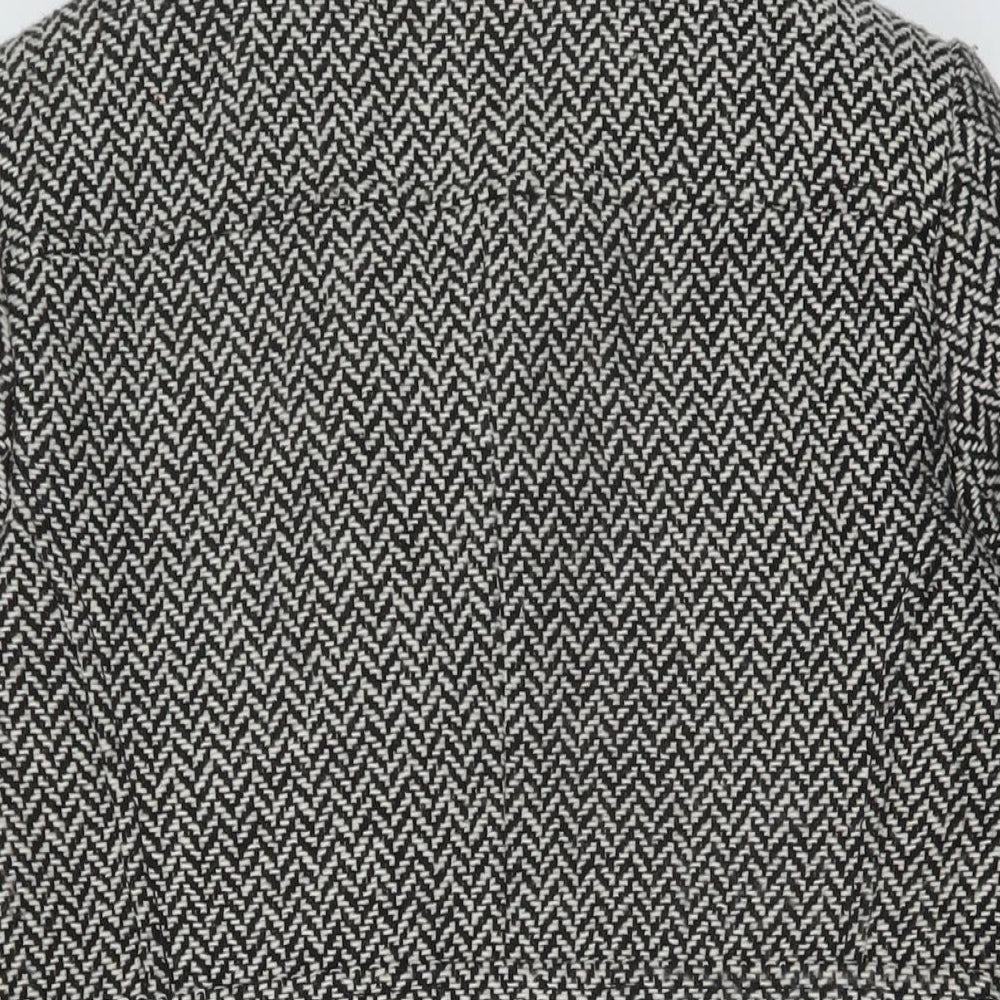 BHS Womens Black Herringbone Pea Coat Coat Size 10 Button