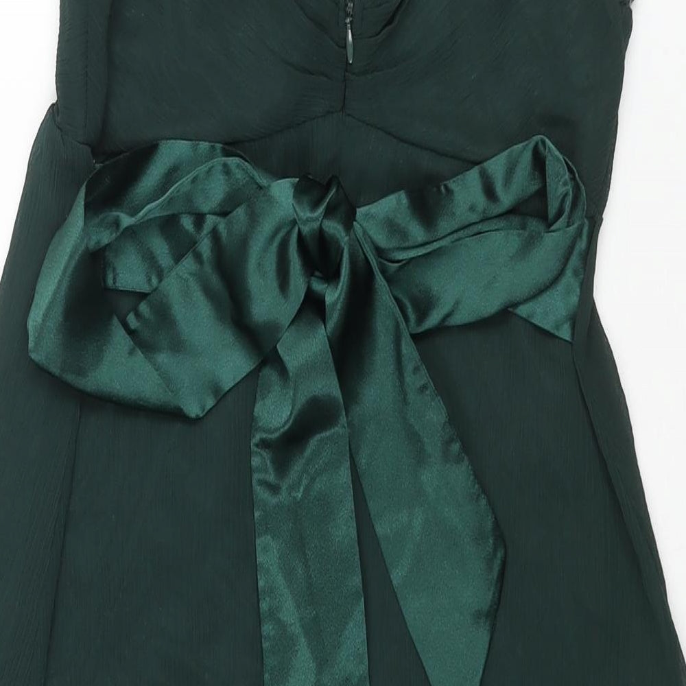 Kookai Womens Green Polyester Shift Size 10 V-Neck Zip - Belted Lace Trim