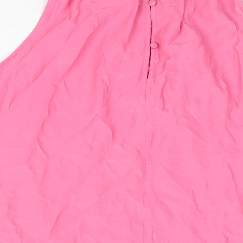 Marks & Spencer Womens Pink Polyester Camisole Blouse Size 16 Round Neck - Frill