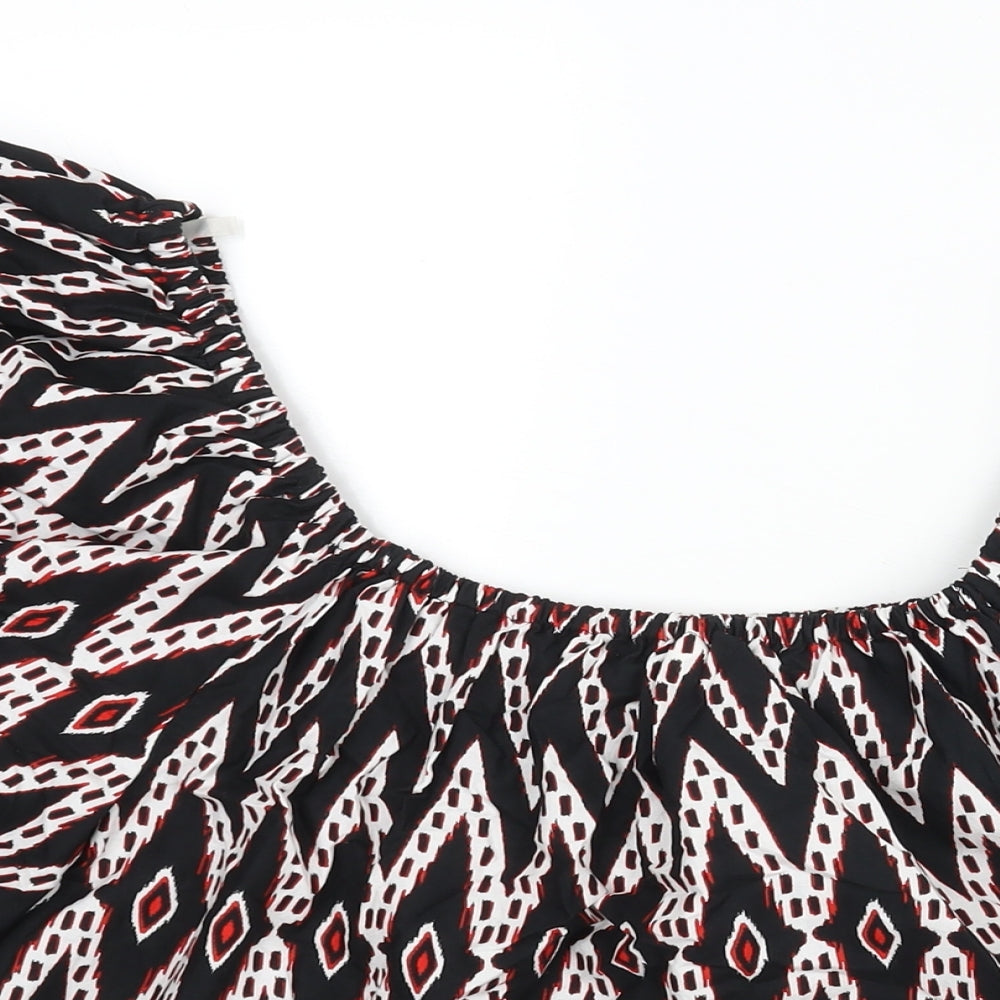 Marks & Spencer Womens Multicoloured Geometric Polyester Basic Blouse Size 20 Round Neck - Rouched