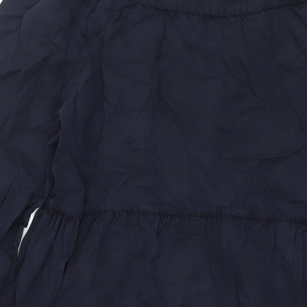 Marks & Spencer Womens Blue Lyocell A-Line Size 12 V-Neck Tie - Smocked