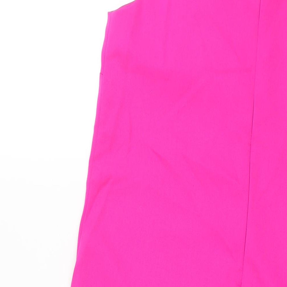Warehouse Womens Pink Polyester Shift Size 10 Round Neck Zip - Frill