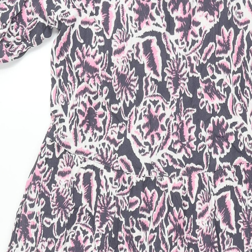 Marks and Womens Multicoloured Geometric Viscose Shift Size 6 Round Neck Button