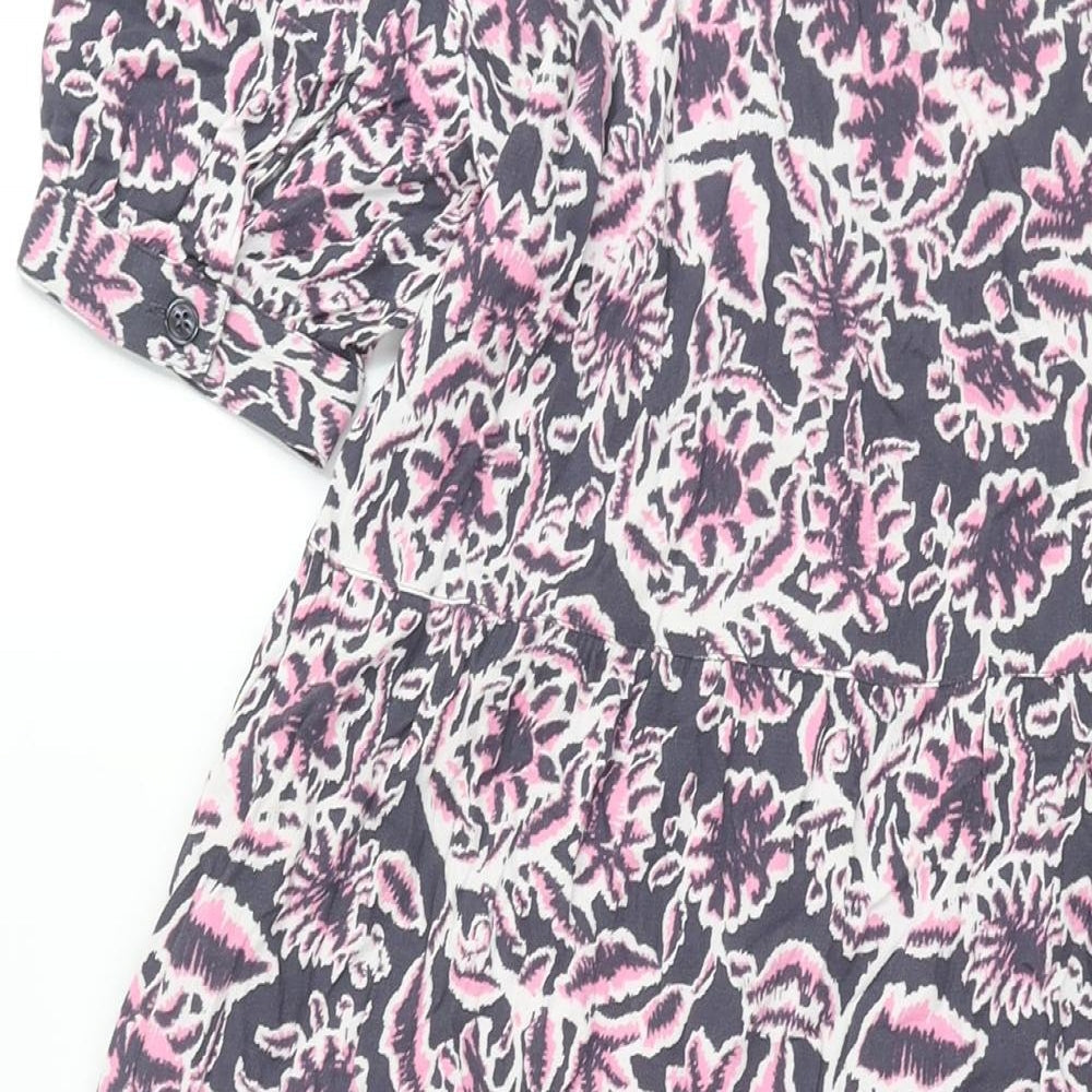 Marks & Spencer Womens Multicoloured Geometric Viscose Shift Size 8 Round Neck Button