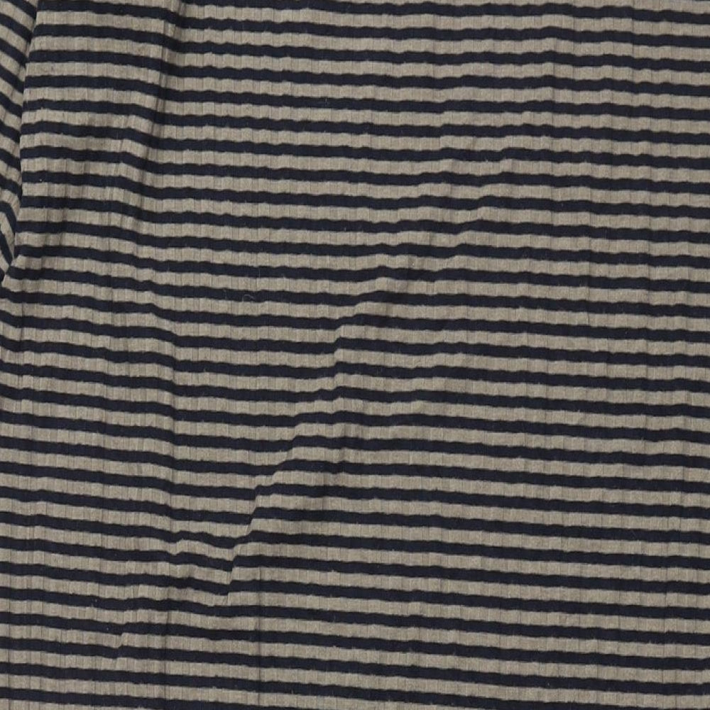 Marks & Spencer Womens Brown Striped Polyester Shift Size 20 Round Neck Pullover