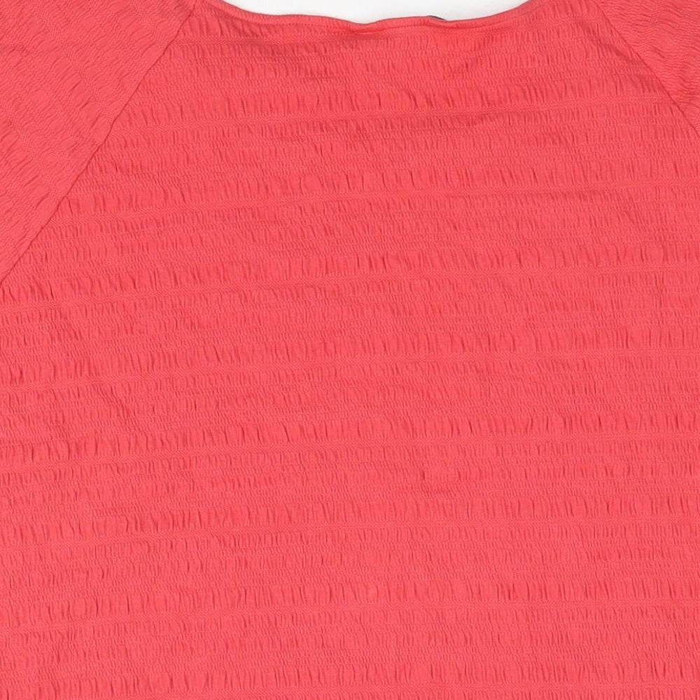 Marks & Spencer Womens Red Cotton Basic Blouse Size 22 Boat Neck - Rouched