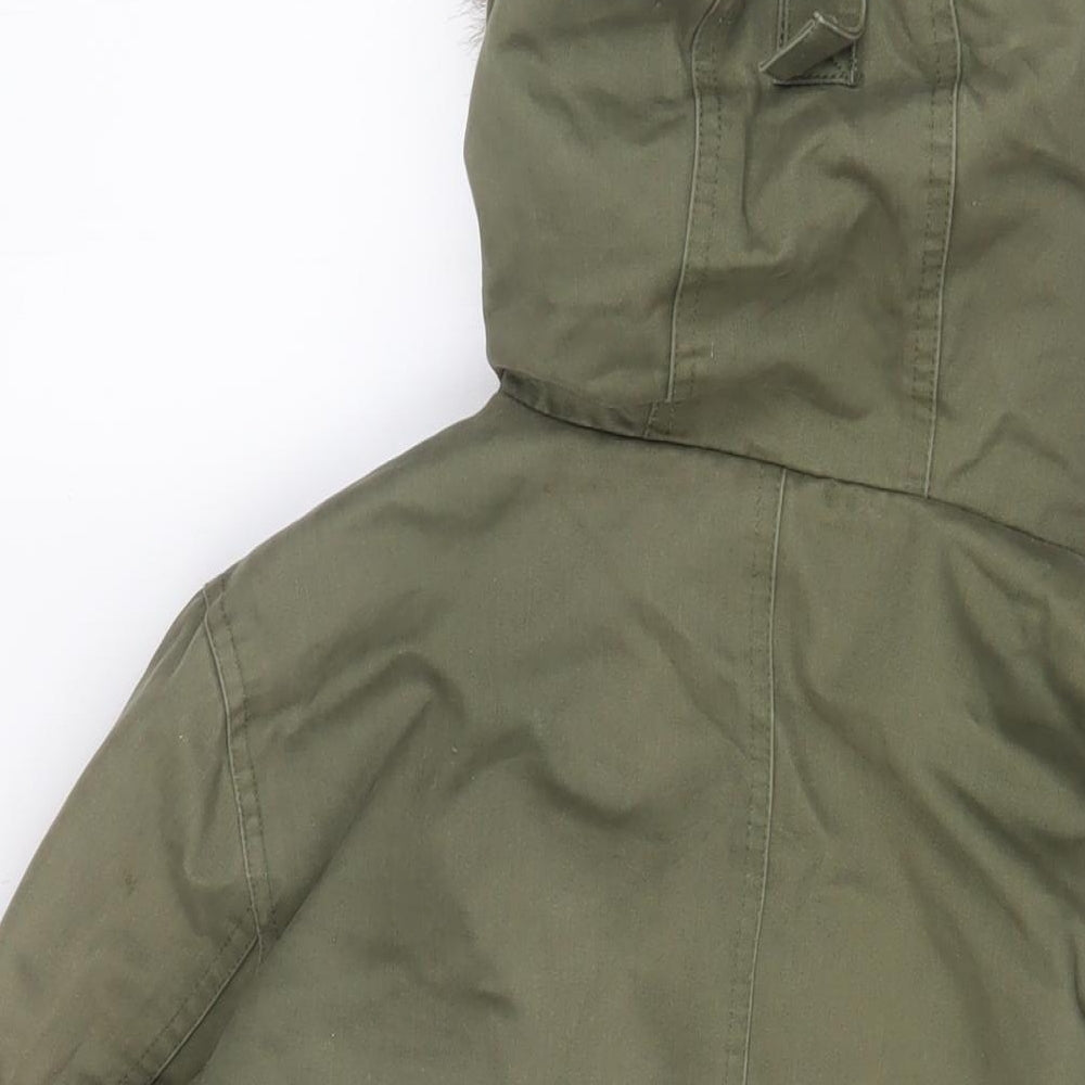 NEXT Womens Green Parka Coat Size 8 Zip - Pockets
