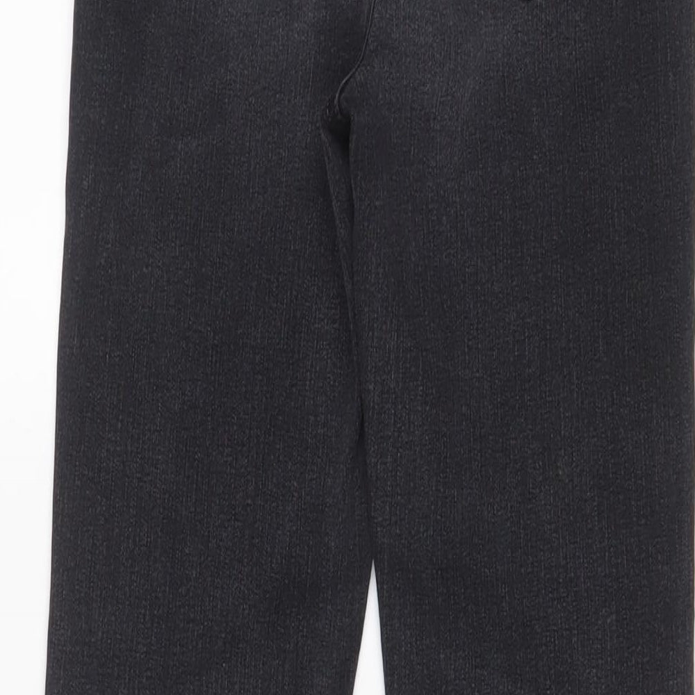 Marks and Spencer Womens Grey Cotton Flared Jeans Size 6 L28 in Slim Zip