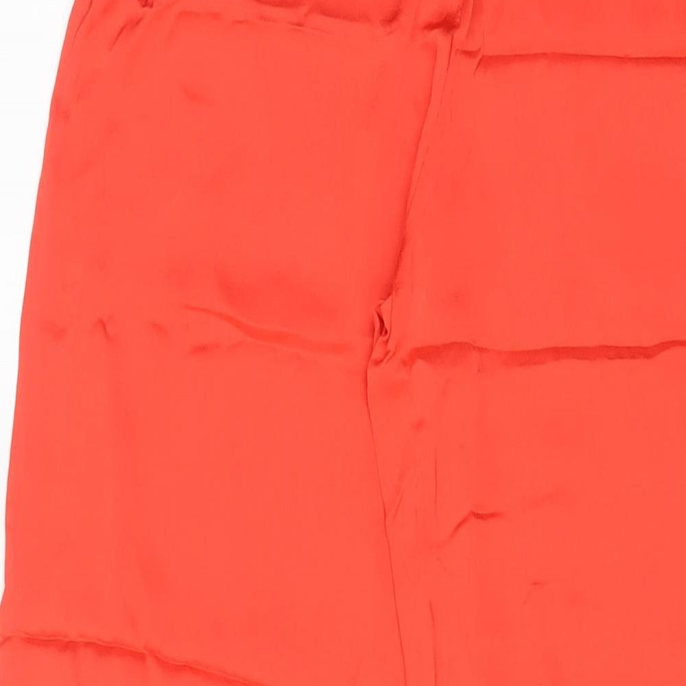Zara Womens Orange Viscose Trousers Size XS L32 in Regular Zip