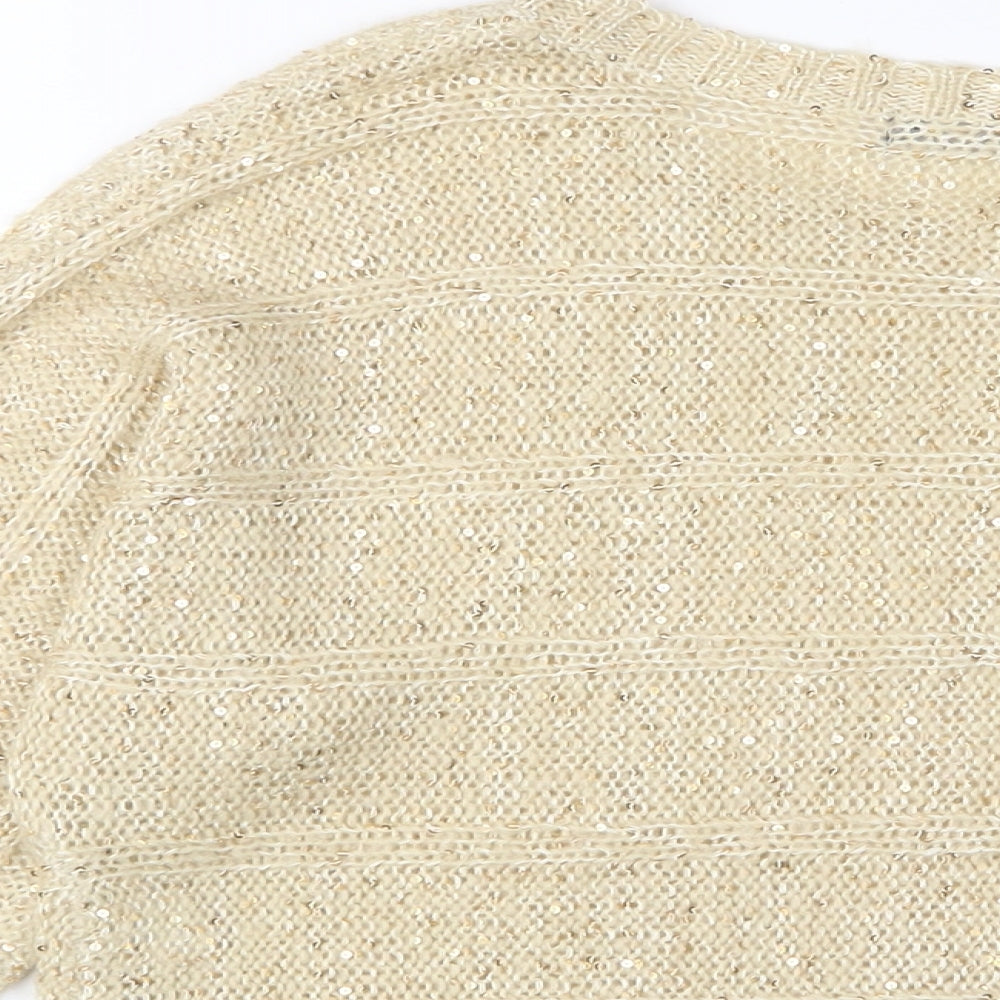 Select Womens Gold Boat Neck Acrylic Pullover Jumper Size 16 - Sequins