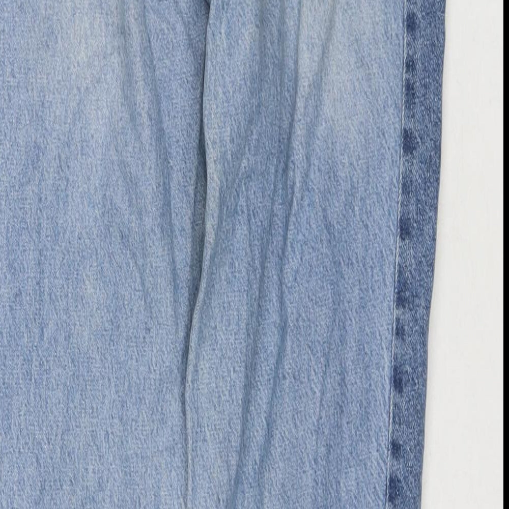H&M Womens Blue Cotton Straight Jeans Size 6 L29 in Regular Zip