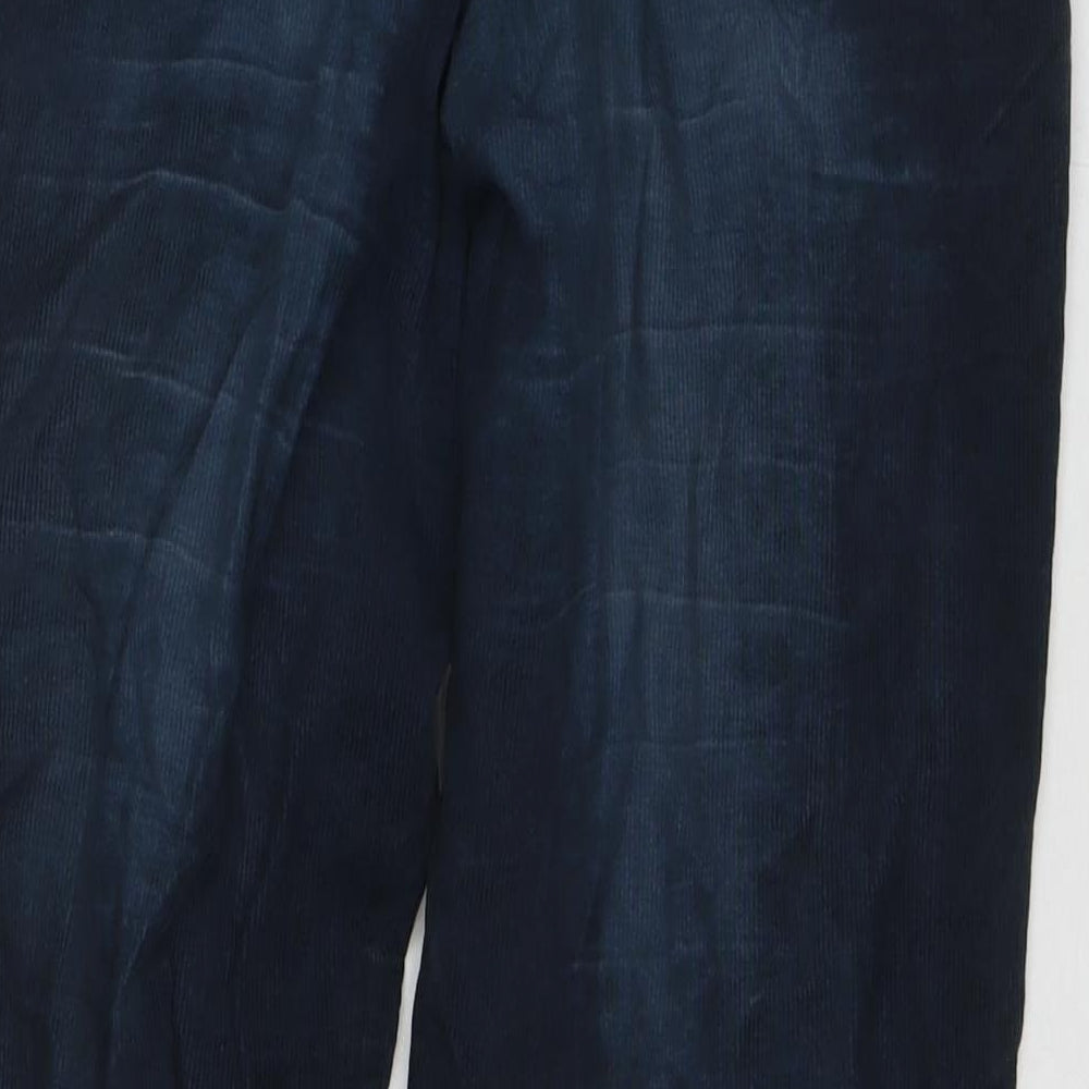 Marks & Spencer Mens Blue Cotton Trousers Size 34 in L29 in Regular Zip