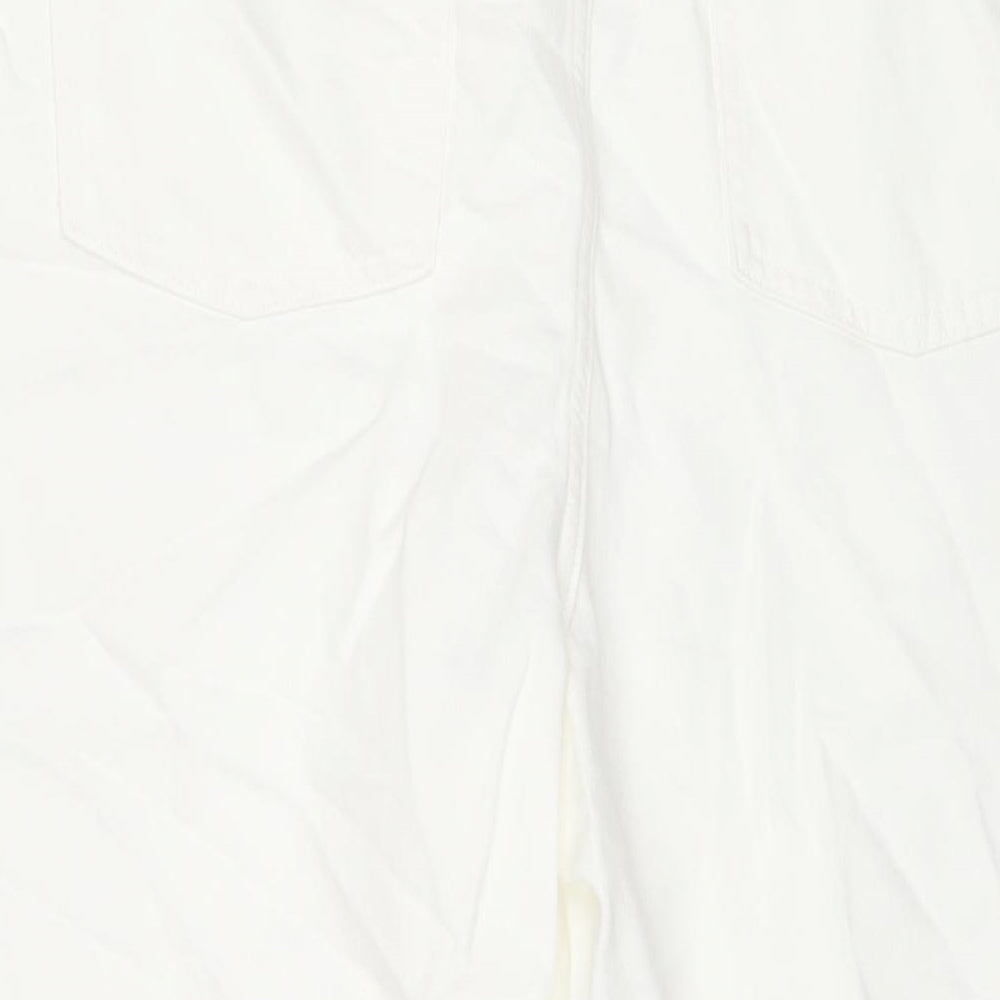 Marks & Spencer Womens White Polyester Blend Wide-Leg Jeans Size 22 L23 in Regular Zip