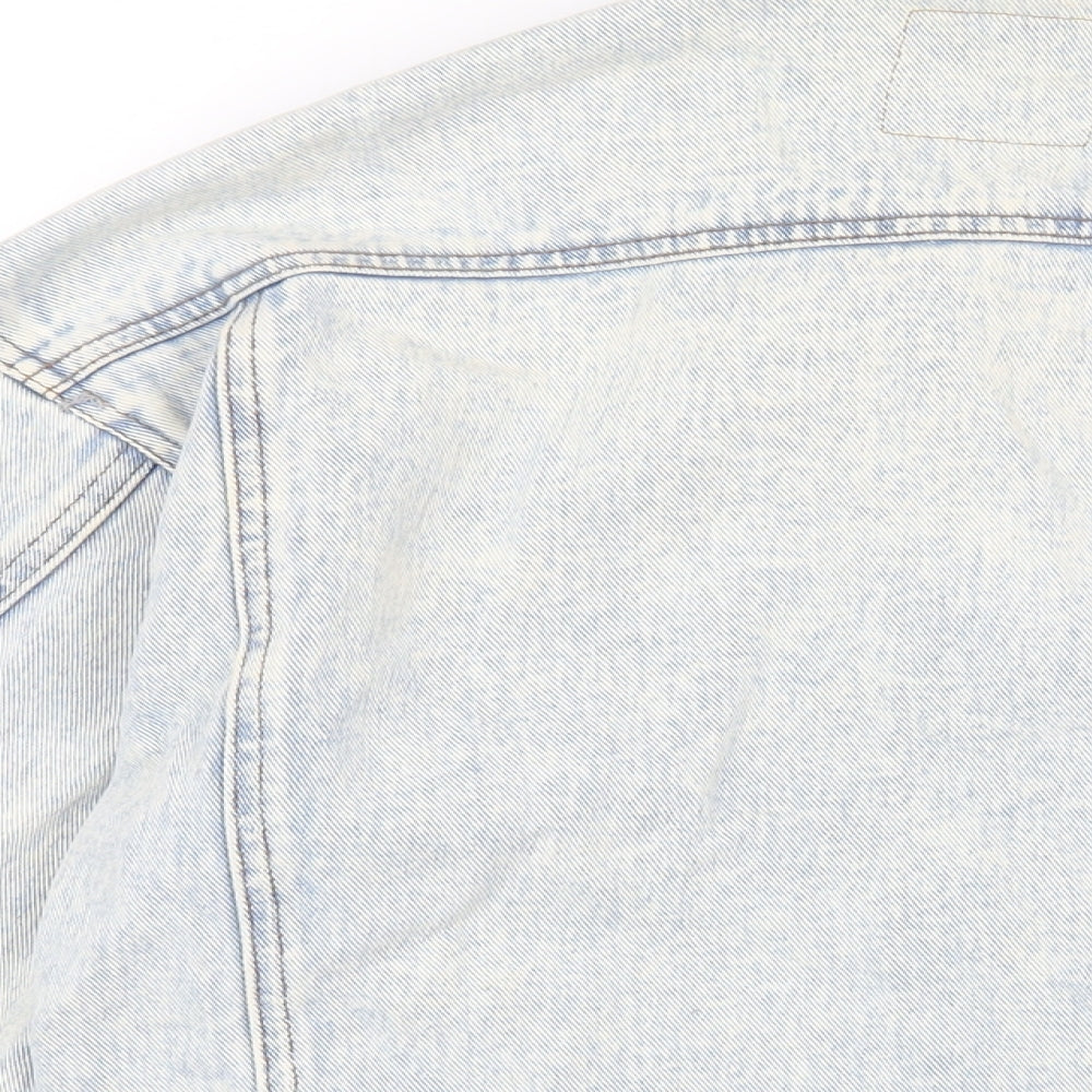 Brand and care label for Denim & Co. women’s blue jacket, size UK 6, button