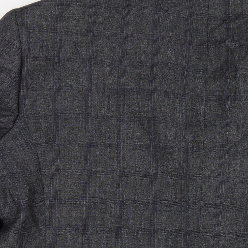Chester Mens Grey Plaid Wool Jacket Blazer Size 46 Regular