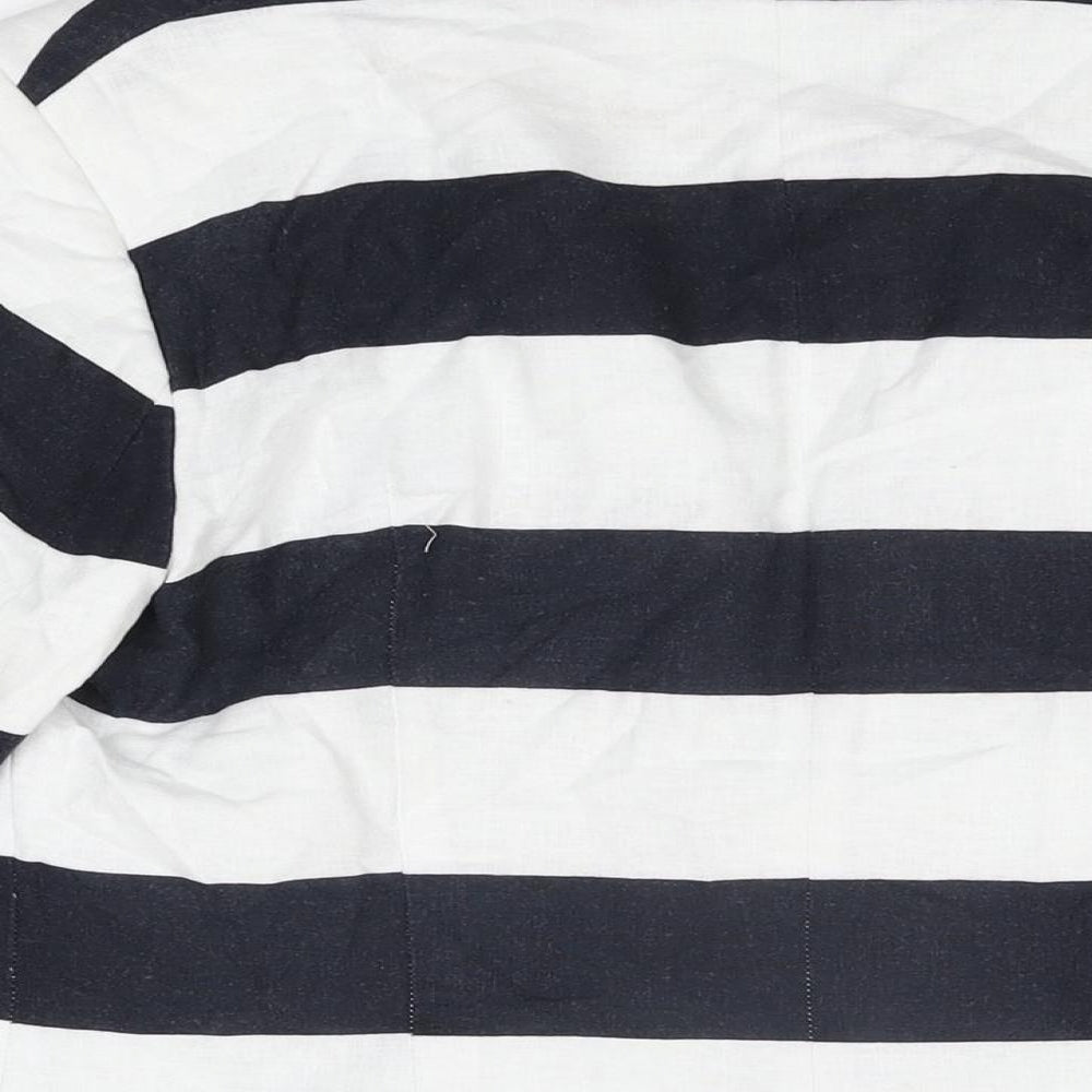 Marks & Spencer Womens White Striped Jacket Size 12 Hook & Eye