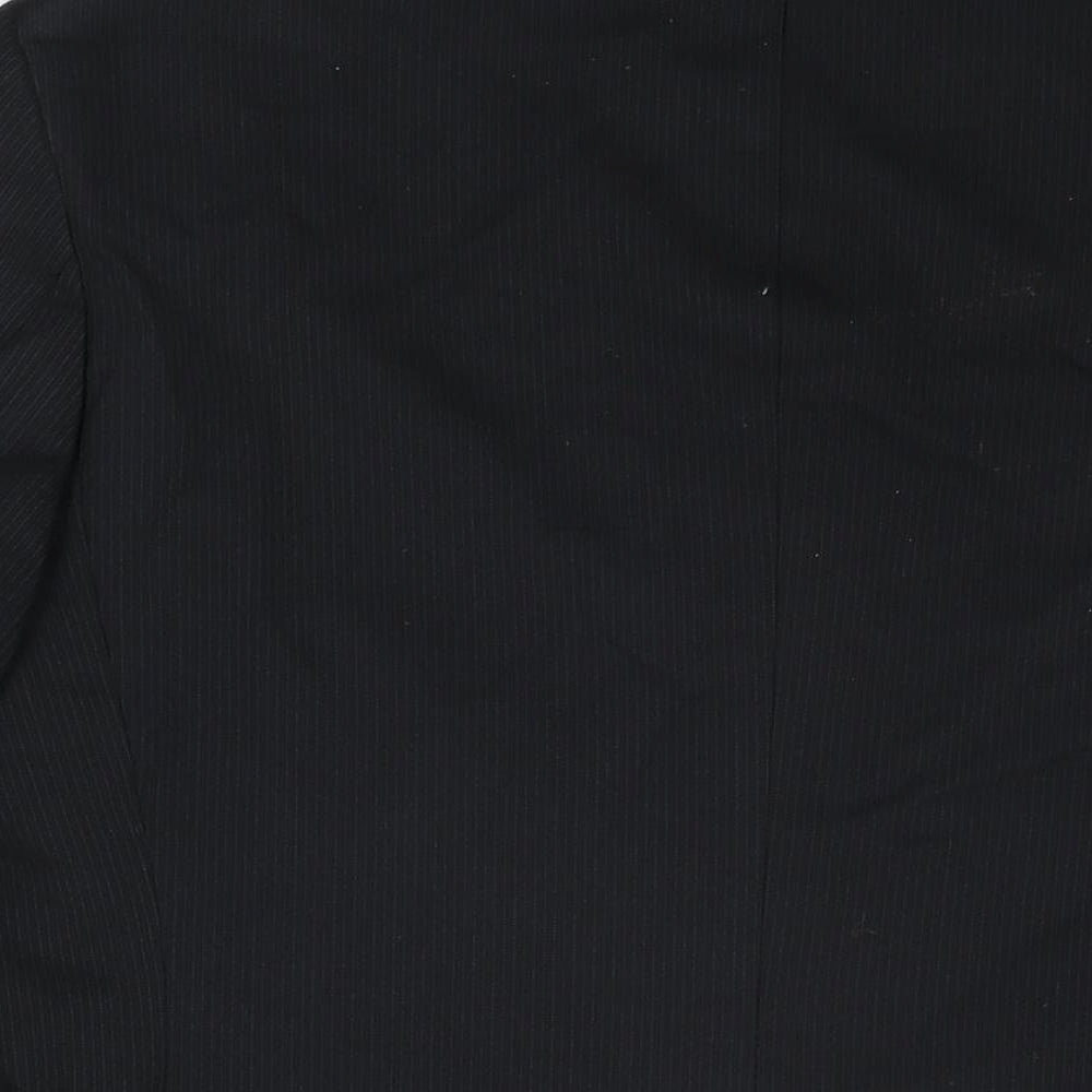 Equity Mens Black Striped Polyester Jacket Suit Jacket Size 38 Regular