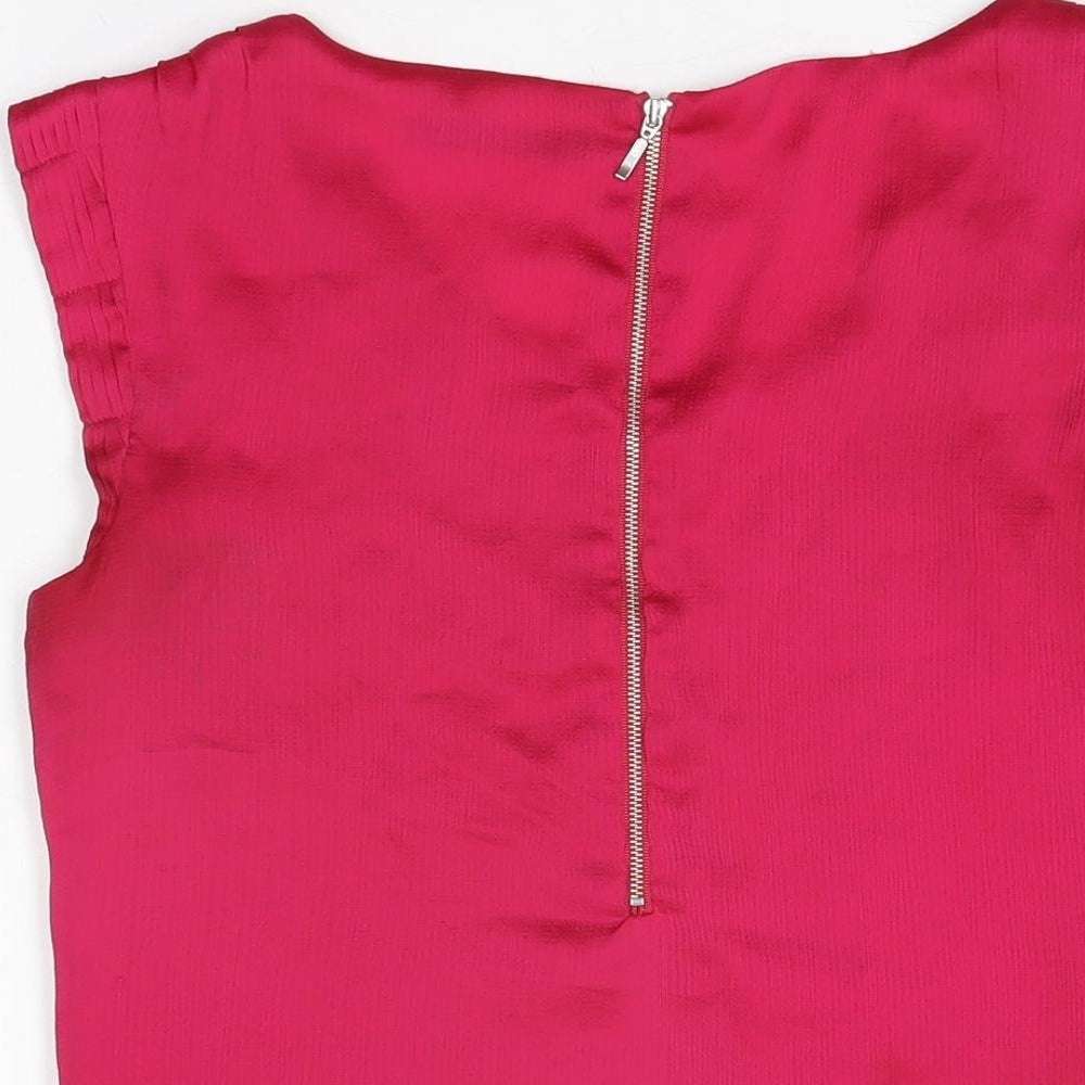 Portmans Womens Pink Polyester Basic Blouse Size 8 Round Neck