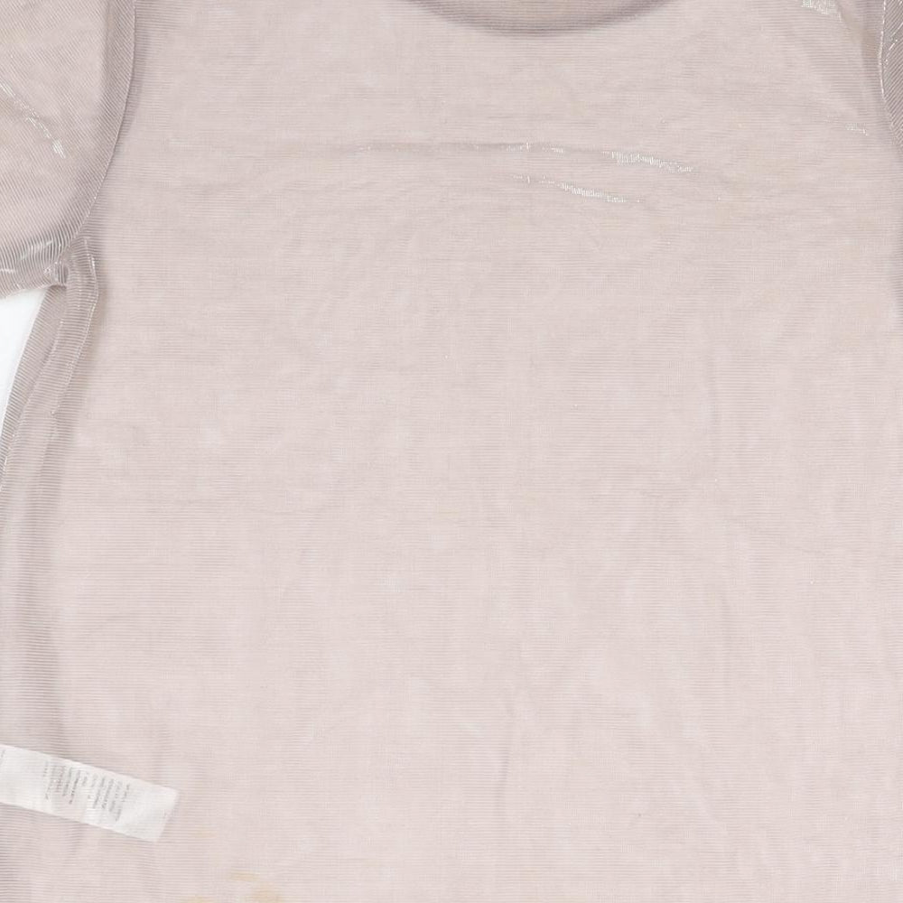 New Look Womens Pink Polyester Basic T-Shirt Size 8 Round Neck