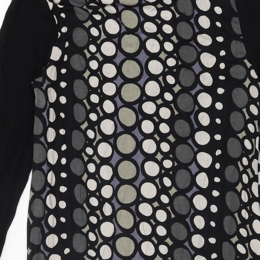 Capri Womens Black Geometric Viscose Shift Size 12 Scoop Neck Pullover