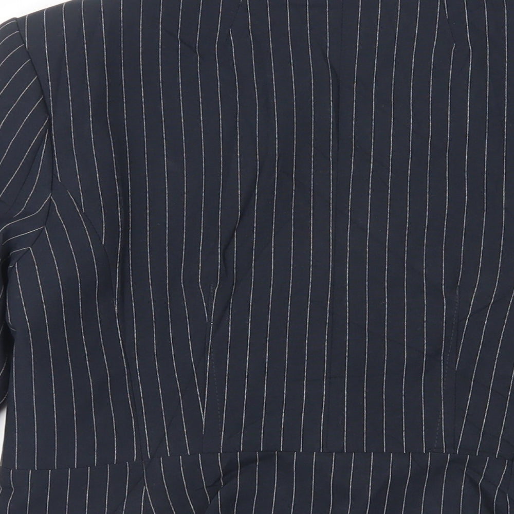 Marks & Spencer Womens Blue Striped Jacket Blazer Size 10 Button
