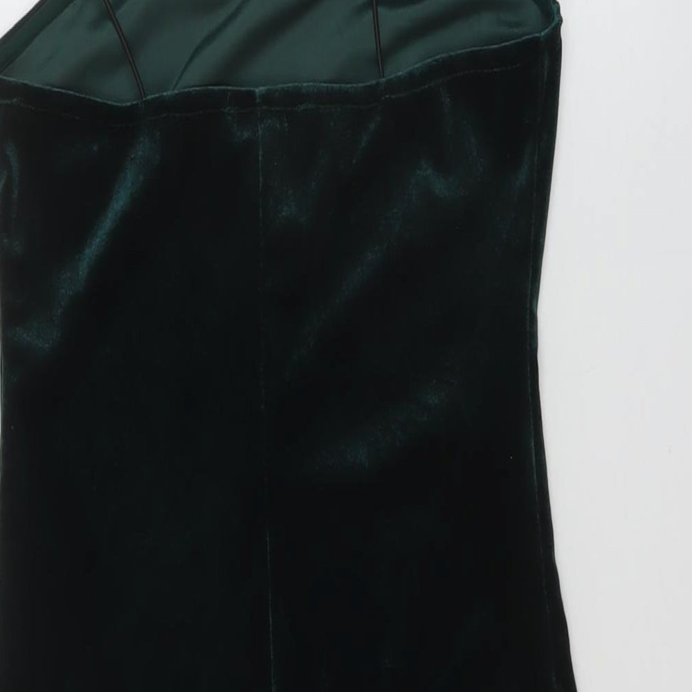 New Look Womens Green Polyester Mini Size 10 Square Neck Pullover