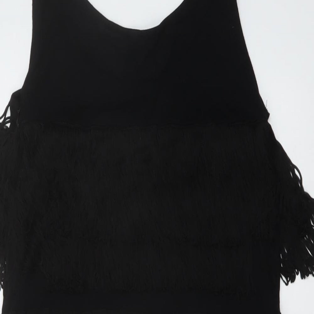 Topshop Womens Black Viscose Mini Size 10 Round Neck Pullover