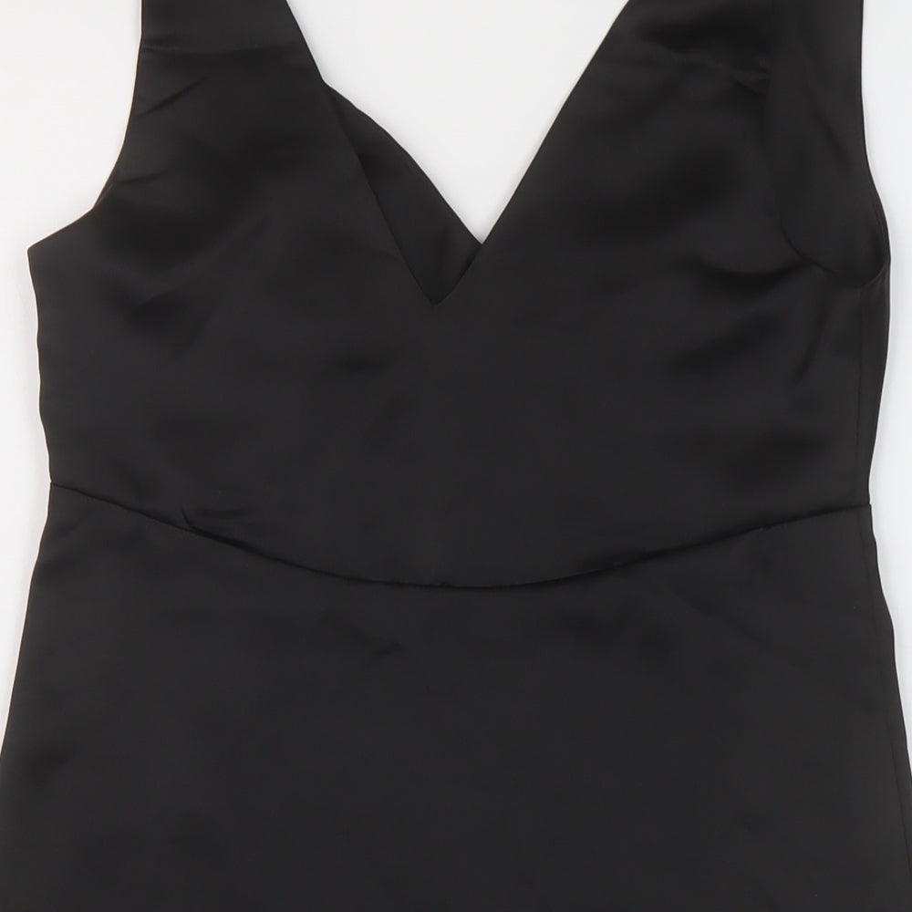 ASOS Womens Black Polyester Mini Size 4 V-Neck Zip