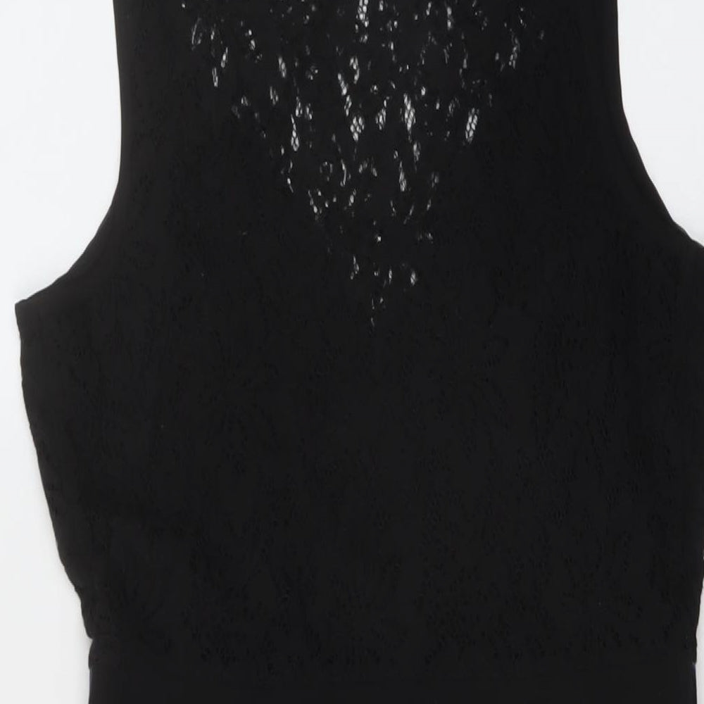 Ecote Womens Black Polyester Mini Size M Round Neck Pullover