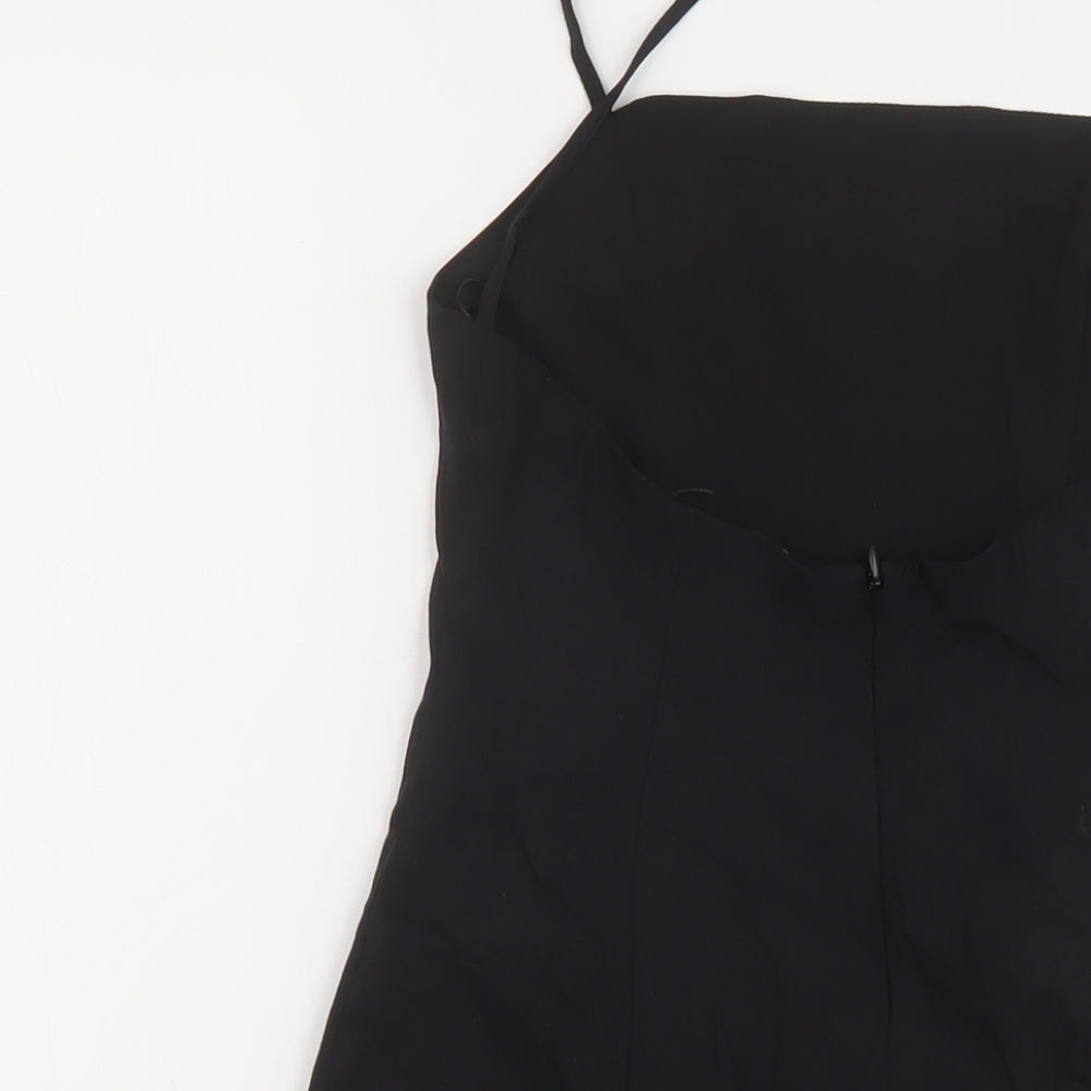 Zara Womens Black Polyester Mini Size S Square Neck Zip