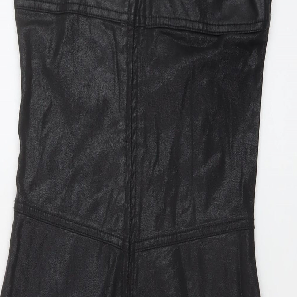 Miss Selfridge Womens Black Polyester Mini Size 8 One Shoulder Zip