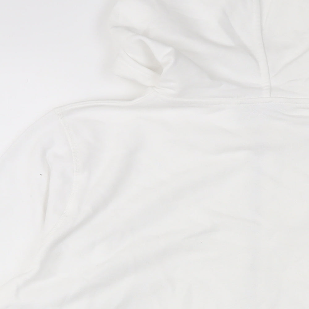 Marks & Spencer Womens White Cotton Pullover Hoodie Size L Pullover