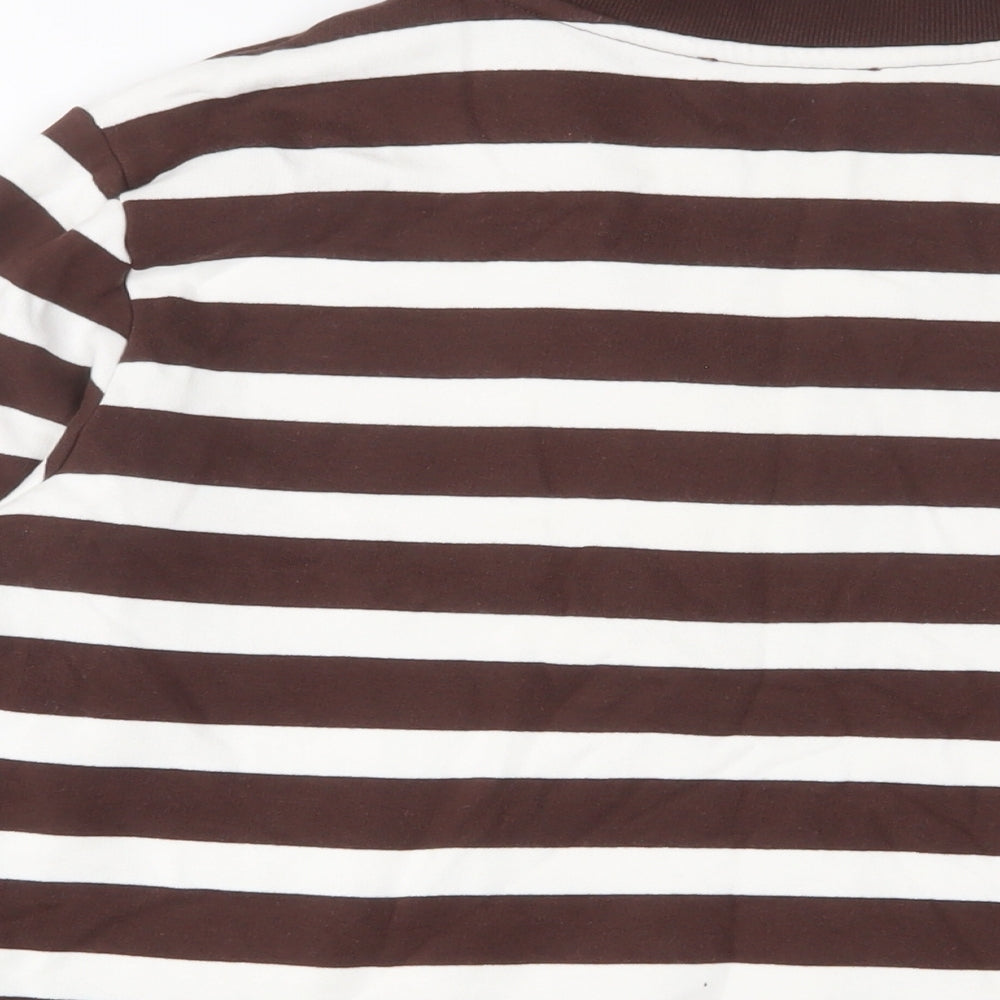 Marks & Spencer Womens Brown Striped Cotton Pullover Sweatshirt Size S Zip